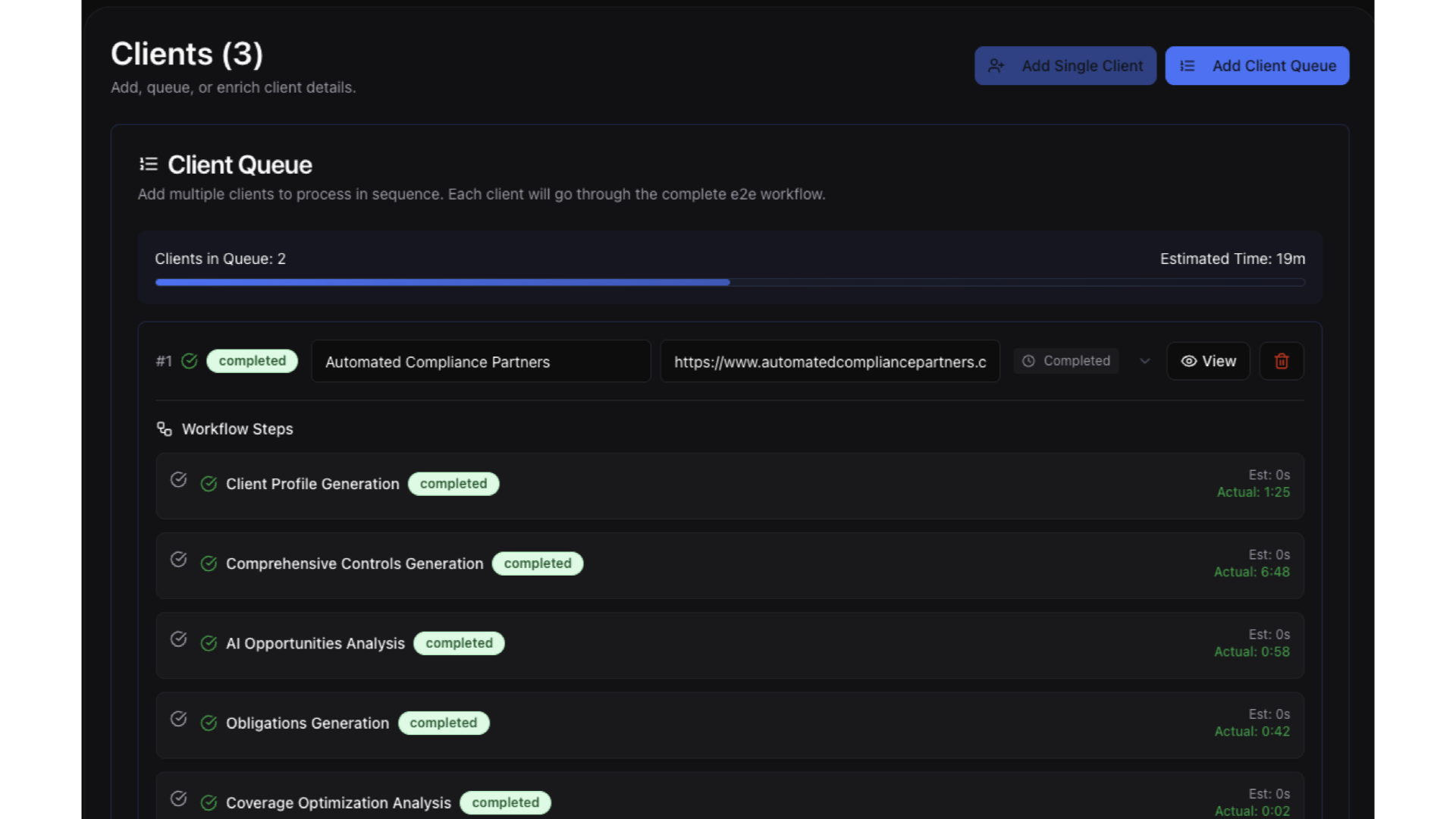 Client Management Queue