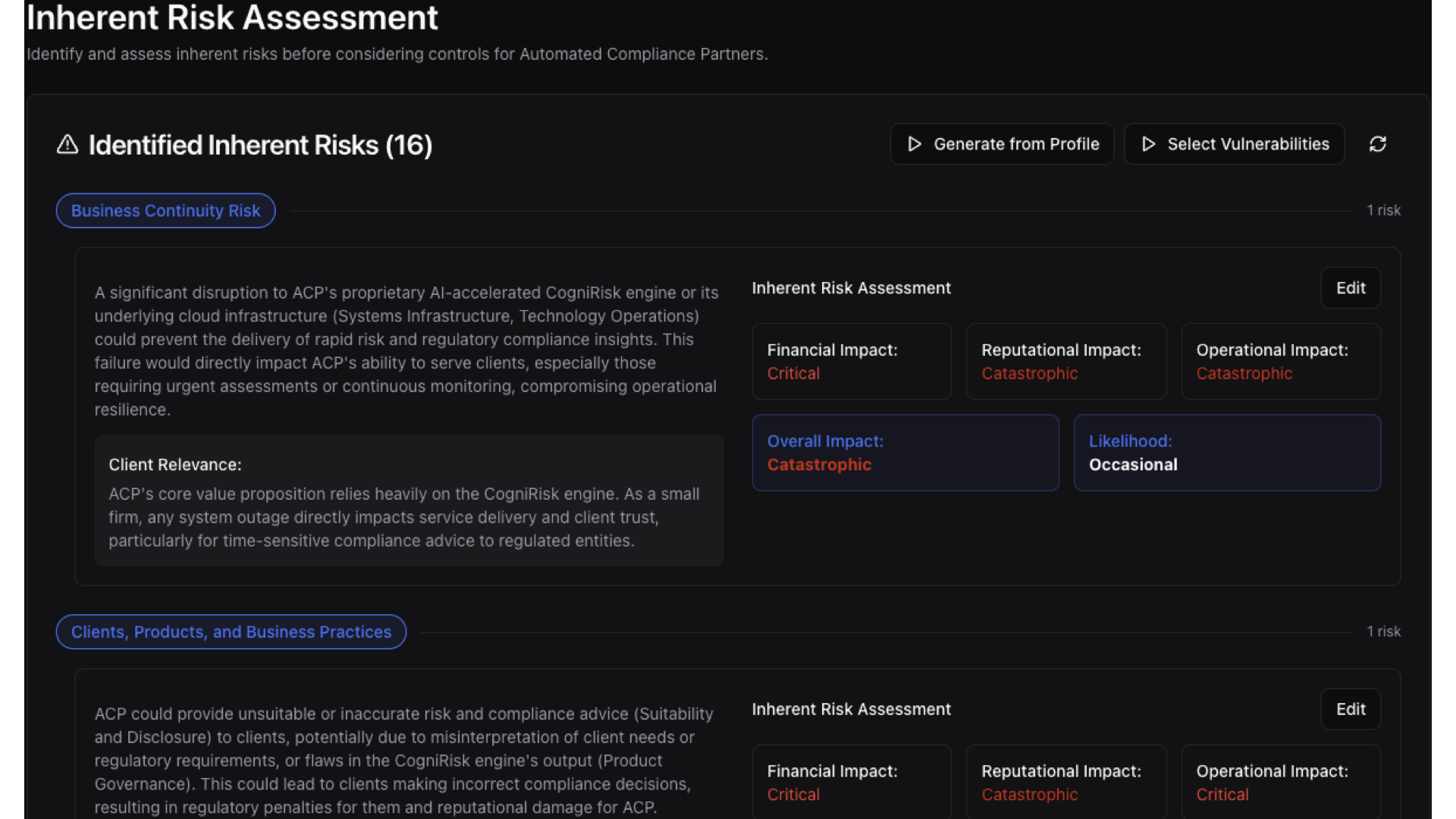 Inherent Risk Assessment
